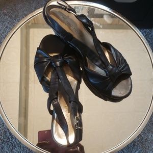 Zebra print wedge sandals